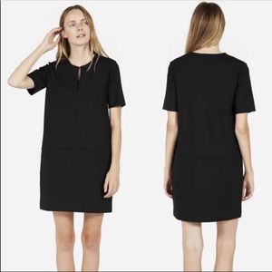 Everlane Black The Ponte Short Sleeve Shift Dress